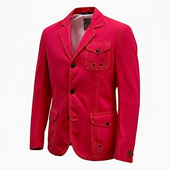 RNT 23 London Red Cotton Military/Utility Jacket Large